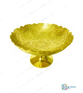 Brass  Embosed Flower  Tray with Stand